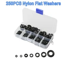 250 Nylon Flat Washer Set W/ Box Black Plumbing Seal Buffer Packer Tap Bath Sink O Ring Washer For Home Decor Accessories