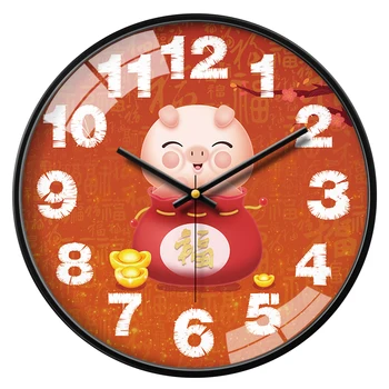 

Zodiac 2019 Living Room Creative Cartoon Clock Auspicious Table Bedroom Mute Quartz Clock Modern Design Timer Home Decor