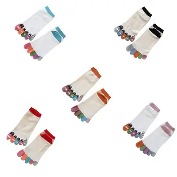 

Women Cartoon Cat Eat Fish Ankle Toe Socks Sweet Colorful Five Fingers Hosiery NEW