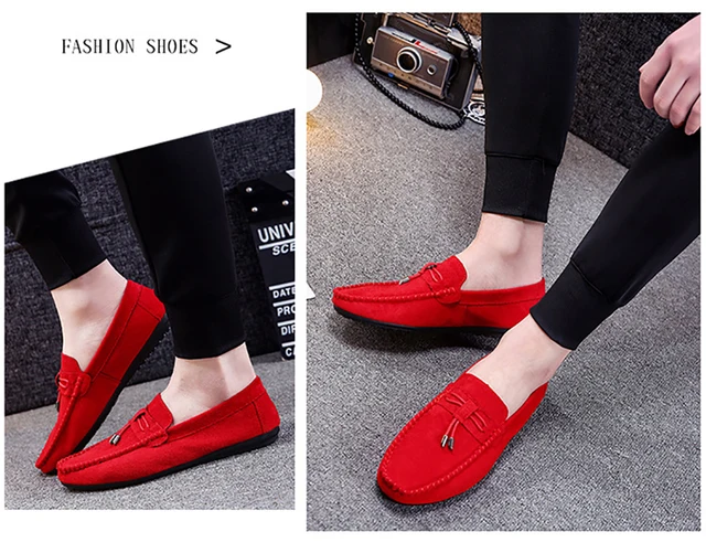 Premium Red And Black Loafers for men designer slip on casual