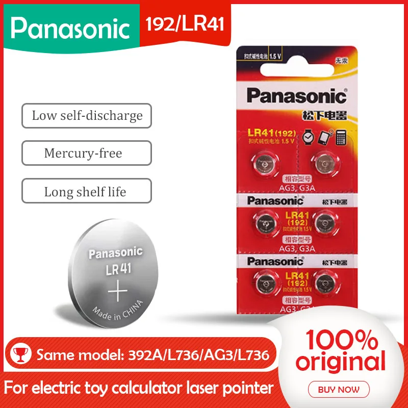 6 шт. аккумуляторы PANASONIC LR41 192 AG3 0% Hg 392A 1 5 V|cell batteries|batteries batteriesbattery for |