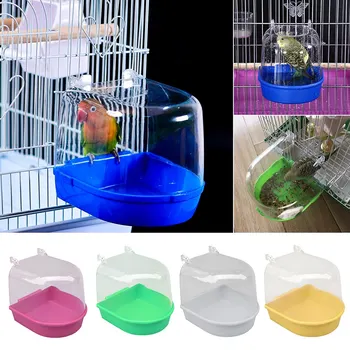 

Plastic Bird Water Bath Box Bathtub Parrot For Parakeet Lovebird Bird Pet Cage Hanging Bowl Parakeet Birdbath Hanging Accessory