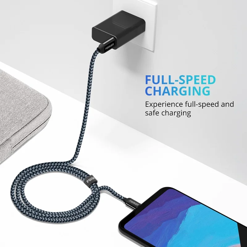 Micro USB кабель FONKEN быстрое зарядное устройство мини для телефона QC3.0 2.4A зарядный