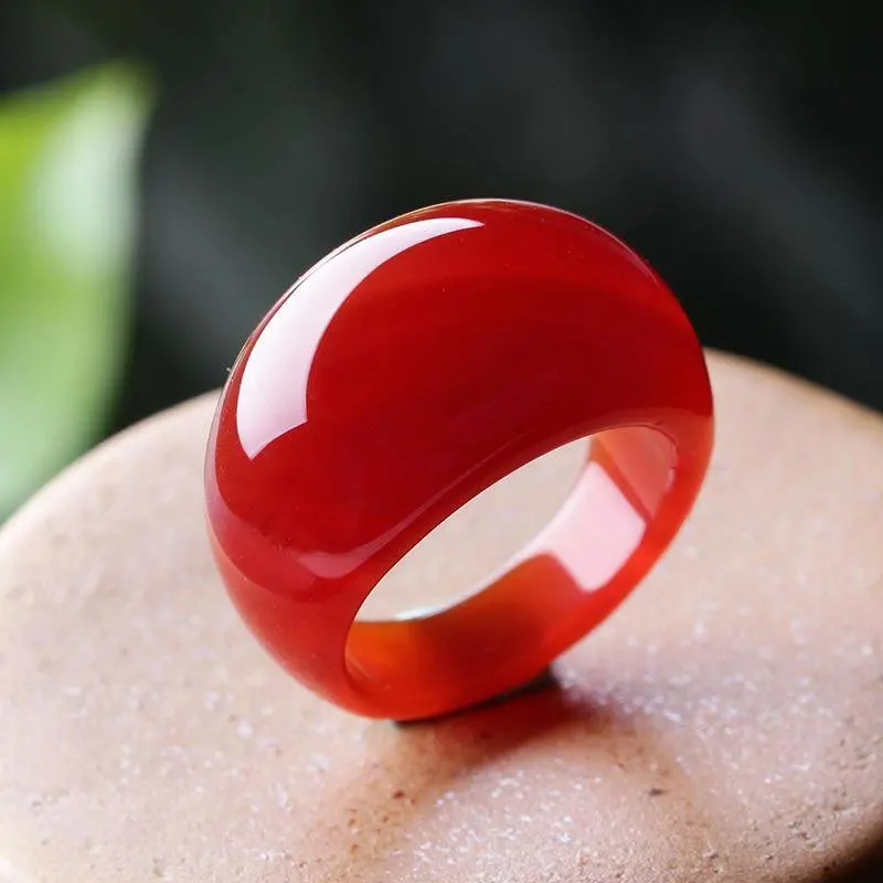 Real green jade ring crystal chalcedony ring tail agate rings men women jewelry lucky stone jade finger ring brand gemstone ruby