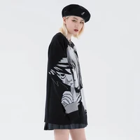 Dzianiny Harajuku zimowe ubrania kobiet 2020 ponadgabarytowych swetry z długim rękawem Top Gothic moda japoński Kawaii Cartoon Streetwear 3