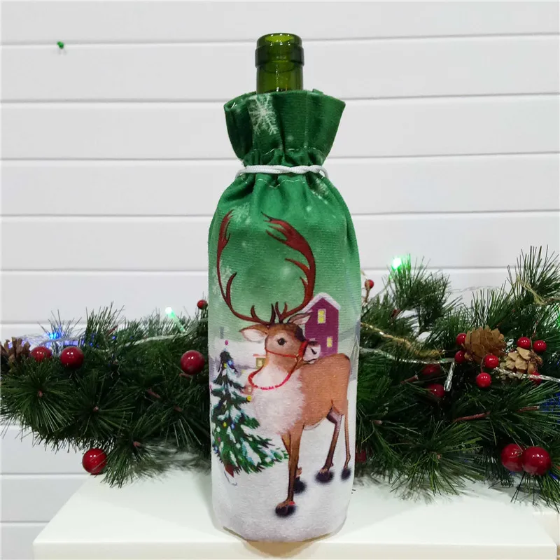 Санта Клаус Снеговик для бутылки крышка Рождественская бутылка вина Декор набор Рождественские украшения для дома кухня ужин новогодний Рождество - Цвет: 27x13cm elk