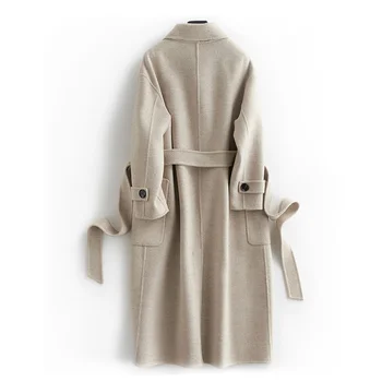 

new autumn and winter 2020 double-sided woolen coat Slim long Korean version of the woolen herringbone woolen coat female