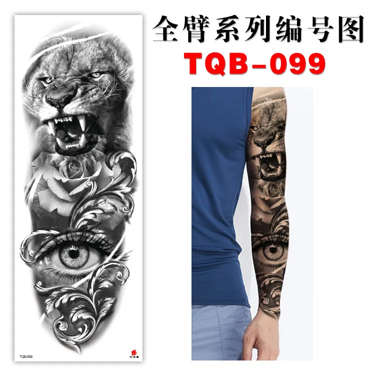 

Lion Eye Adhesive Transfer Temporary Sleeve Tattoos Cool Sticker Fake Decal Old School Art Back Leg Arm for Women Men