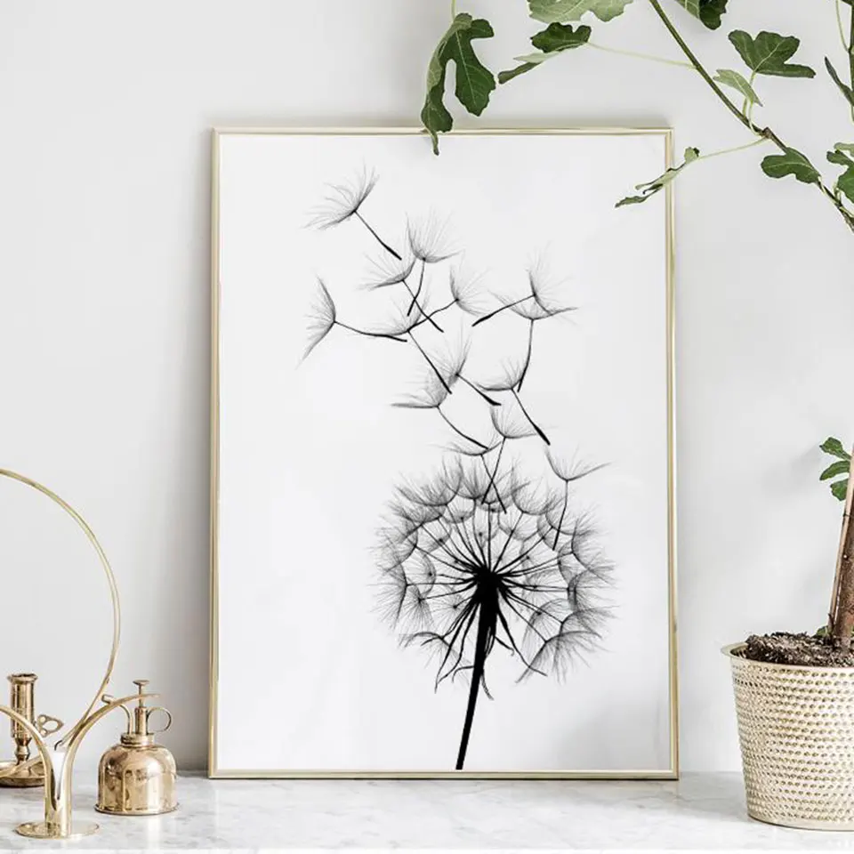 Line-Art-Figure-Poster-Dandelion-Canvas-Painting-Grass-Wall-Art-Print-Quote-Modern-Picture-For-Living (2)
