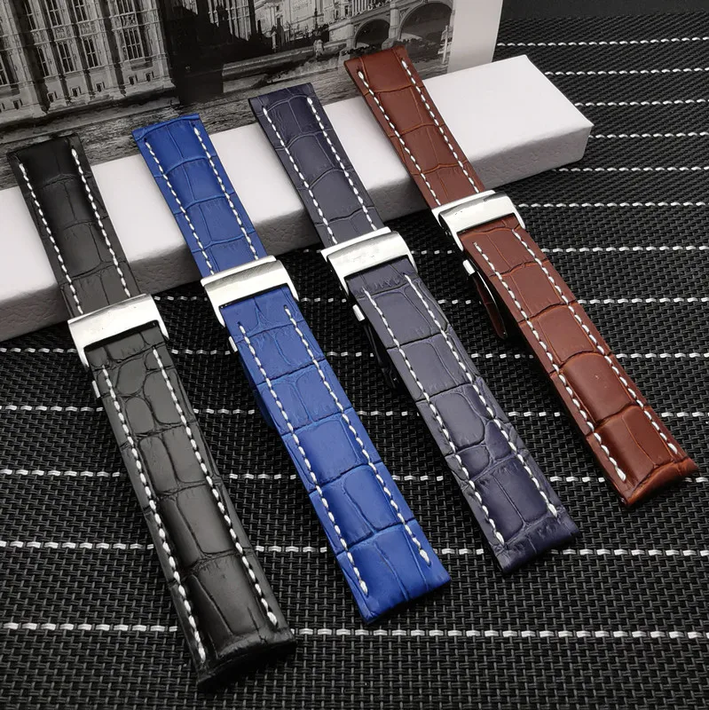 

20mm 22mm 24mm Luxury Genuine Leather Watch Band For Breitling strap for NAVITIMER WORLD Avenger/navitimer belt with logo