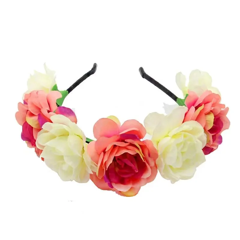 bridal flower crown headband wedding headpiece pink girl blue flower headbands women bridesmaid hair band accessories