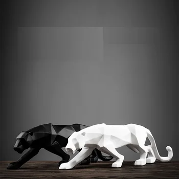 

$ Modern Abstract Black Panther Sculpture Geometric Resin Leopard Statue Wildlife Decor Gift Craft Accessories Furnishing L3176