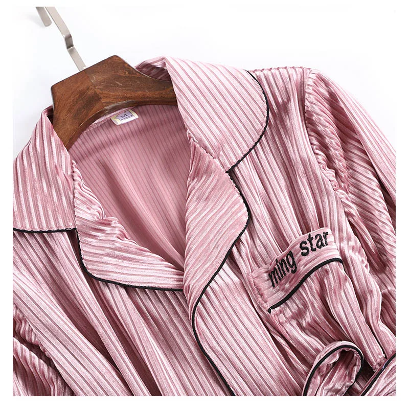 Gold Velvet 3 Pieces Home Gown Set Robe For Women Winter Long-sleeve Female Sleepwear Homewear Nightwear
