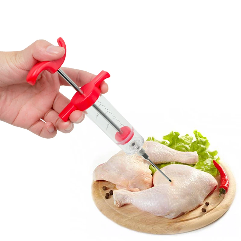 

Stainless Steel Needle Spice Syringe Chicken Meat Sauce Marinade Injector Flavor Syringe Kitchen Cooking Poultry Turkey BBQ Tool