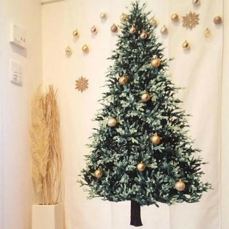 

Christmas Tree Tapestry Ornament 150x75cm Wall Hanging Tapestry New Year Carpet Xmas Home Deocr Tapestry Beach Mat