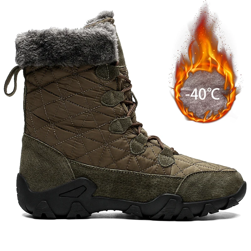 Брендовые мужские ботинки; зимние ботинки до середины икры; высокое качество; сохраняющие тепло резиновые водонепроницаемые ботинки для дождливой погоды; Уличная обувь из плюша на меху; кроссовки
