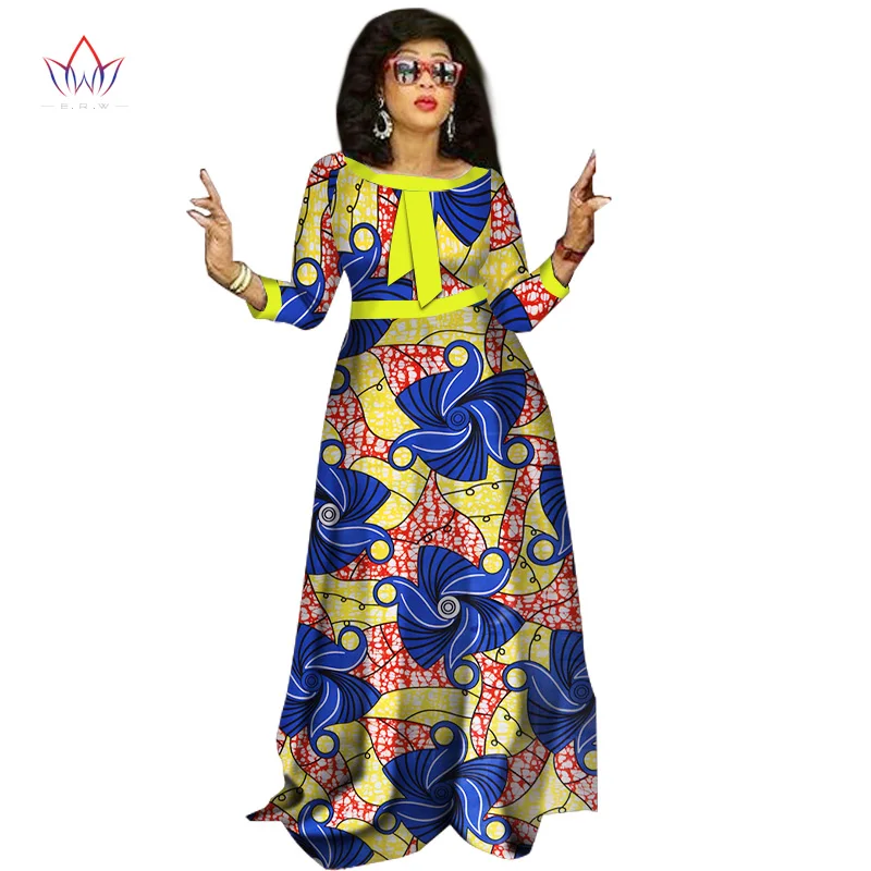 Г. в африканском стиле платья для Дамская Мода Дизайн Дашики женщин Базен Riche О-образным вырезом Длинное платье плюс размер Дашики натуральный 6xl WY1236 - Цвет: 6