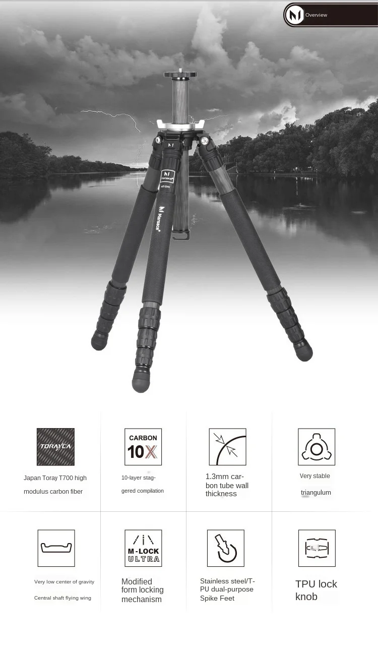US $520.10 MARSACE MT2541XB3DP60 Carbon Fiber SLR Camera Photography Tripod Ball Head Set