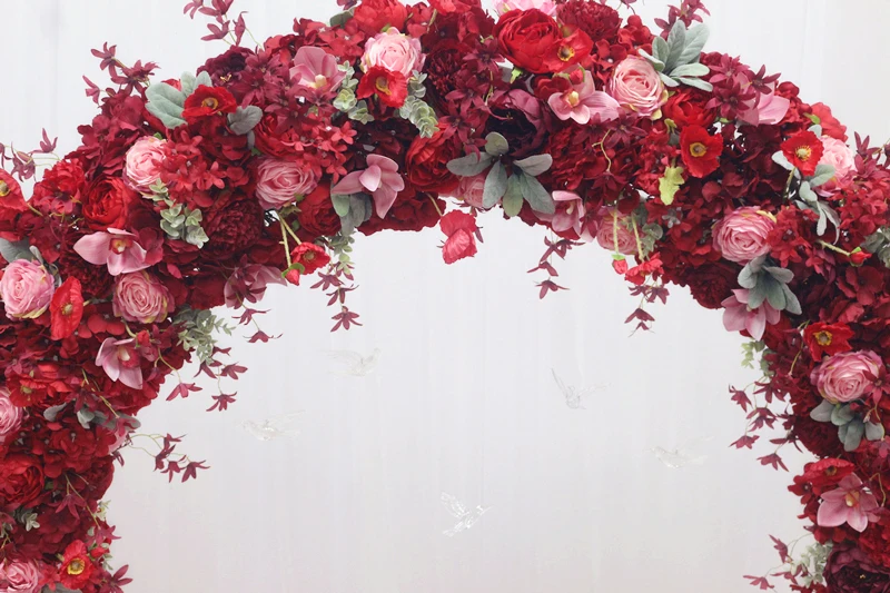 JAROWN Custom Wedding Color Artificial Rose Hydrangea Garland Set Wedding Background Decoration Flower Ball Arch Home Party Decor (9)