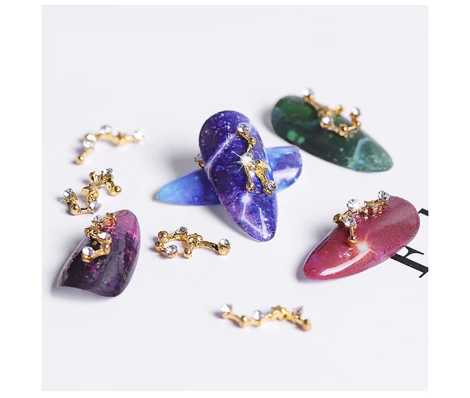 12 Constellation Shape Nail Art Decorations 3D Alloy Nail Rhinestones Creative Jewelry Decor Nail Wheel DIY Manicure Accessories