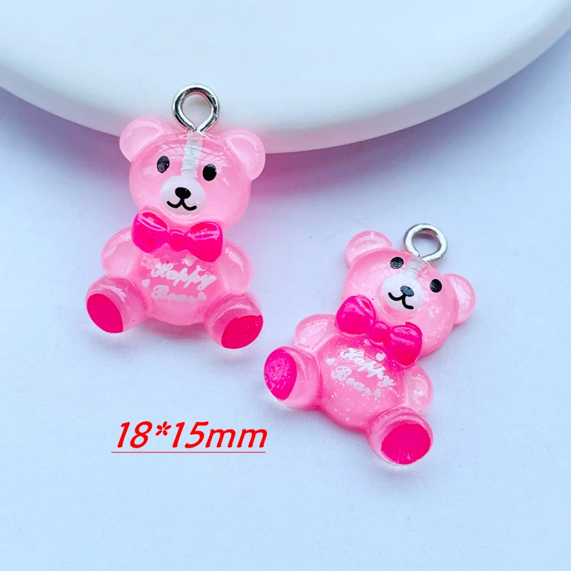 10 Pcs Cute Kawaii Cartoon Animal, Candy Series Resin Flat DIY Handicraft Pendant Key Ring Center Decoration Accessories 098