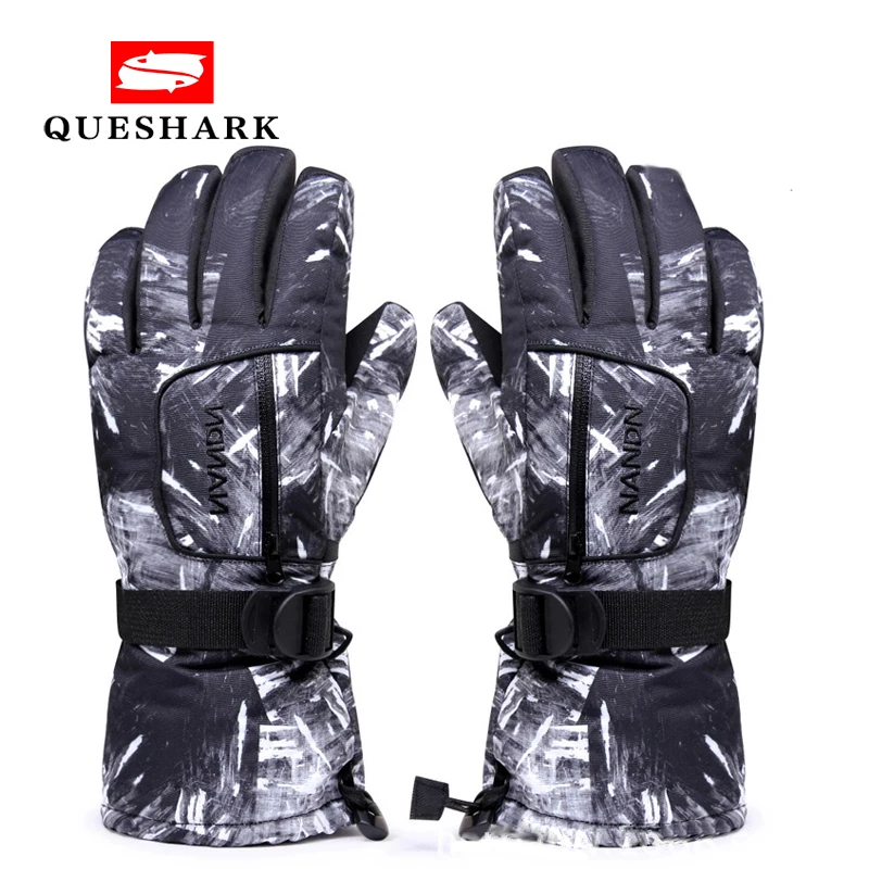 

Queshark Men Women Professional Graffiti Waterproof Thermal Skiing Gloves Winter Outdoor Sports Hiking Cycling Snow Ski Gloves