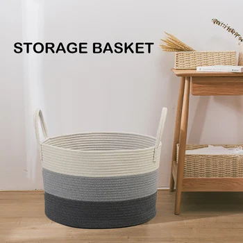 

Behogar Laundry Basket Extra Large Cotton Rope Woven Storage Bins Basket with Handles for Laundry Toys Books Blankets 13x20 inch