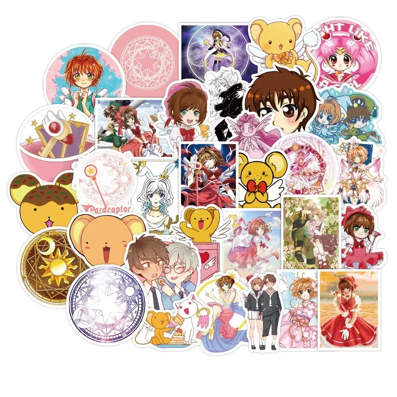 

100PCS Card Captor Sakura Sticker Pack Toy Gift for Girl Cartoon Anime Stickers To DIY Stationery Laptop Guitar Waterproof Decal