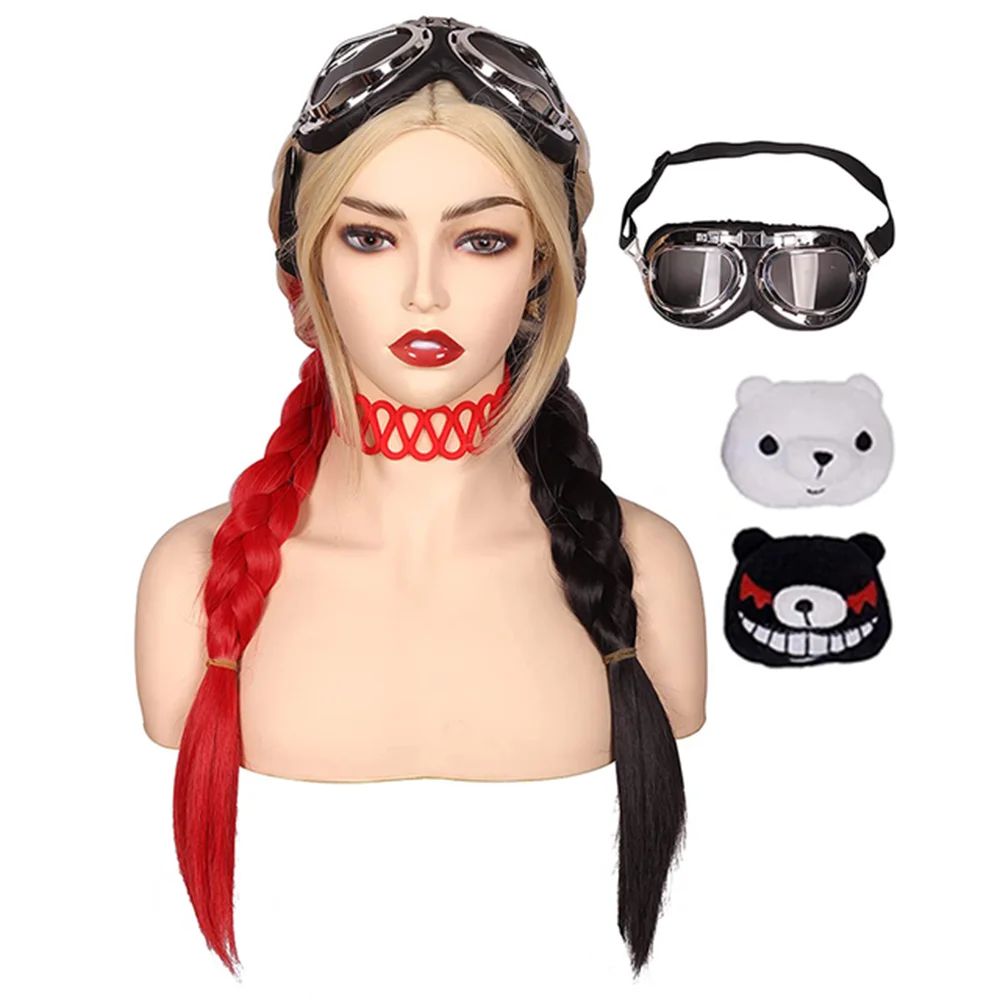FGYWIGS длинный женский черный и красный 2 Цвета Плетеный парик двойной хвост