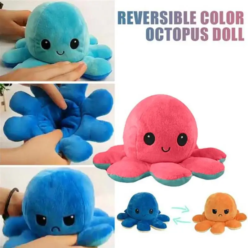 

1 Pcs Reversible Color-changing Octopus Plush Doll Toy Angry Octopus Toy