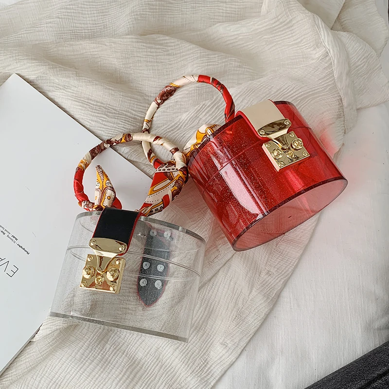 Transparent MINI Tragetaschen Für Frauen 2021 Neue Sommer Modus Acryl Handtaschen Schals Design Hand Tasche Dame Nette Handtasche
