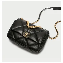 Кожаная сумка через плечо женская сумка мягкая ромбовидная решетка узор цепочка высокое качество женская сумка на ремне натуральная кожа известный дизайнер