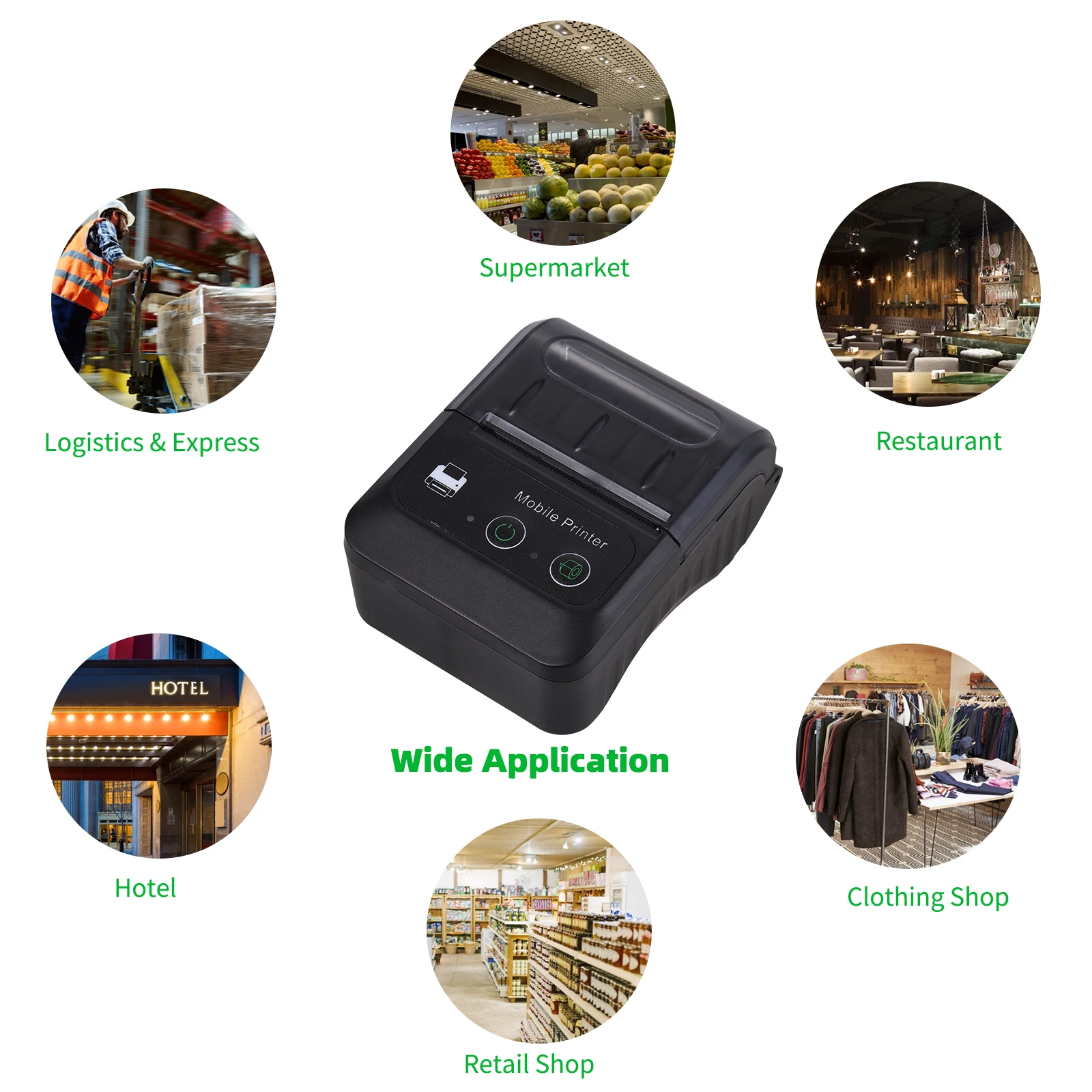 Impresora térmica de recibos, dispositivo portátil de 58mm, tamaño Mini para llevar, funciona con Android e iOS, inalámbrica, Bluetooth - Imagen 5