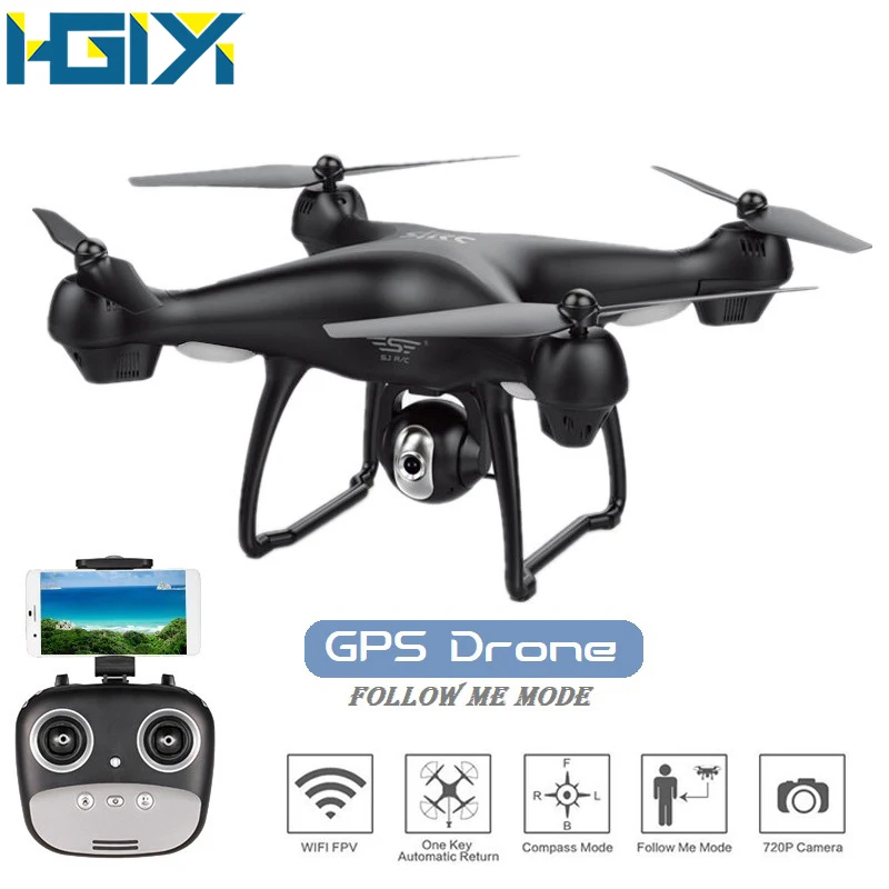 HGIYI S70W gps Дрон с 720P 1080P HD камерой Квадрокоптер Регулируемый Широкоугольный FPV