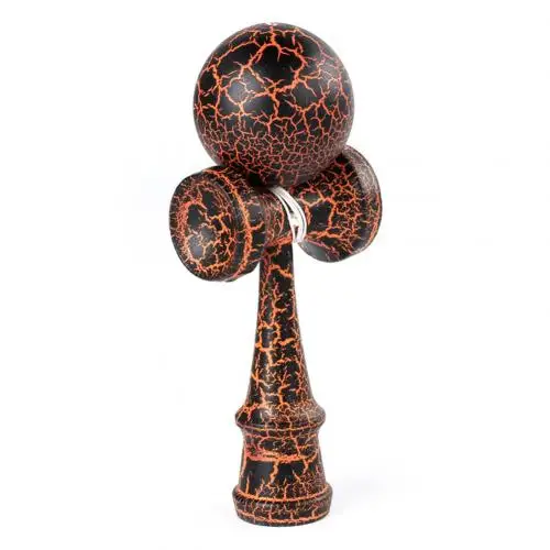 Игрушки Жонглирование мяч деревянная трещина краска Kendama японский традиционный Непоседа спортивная игрушка подарок - Цвет: Black Orange