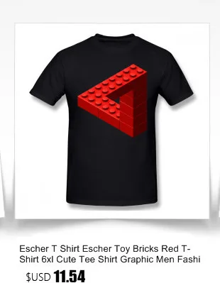 Escher футболка Escher Toy Bricks Красная футболка 6xl Милая футболка с графикой Мужская модная футболка с коротким рукавом из 100 хлопка