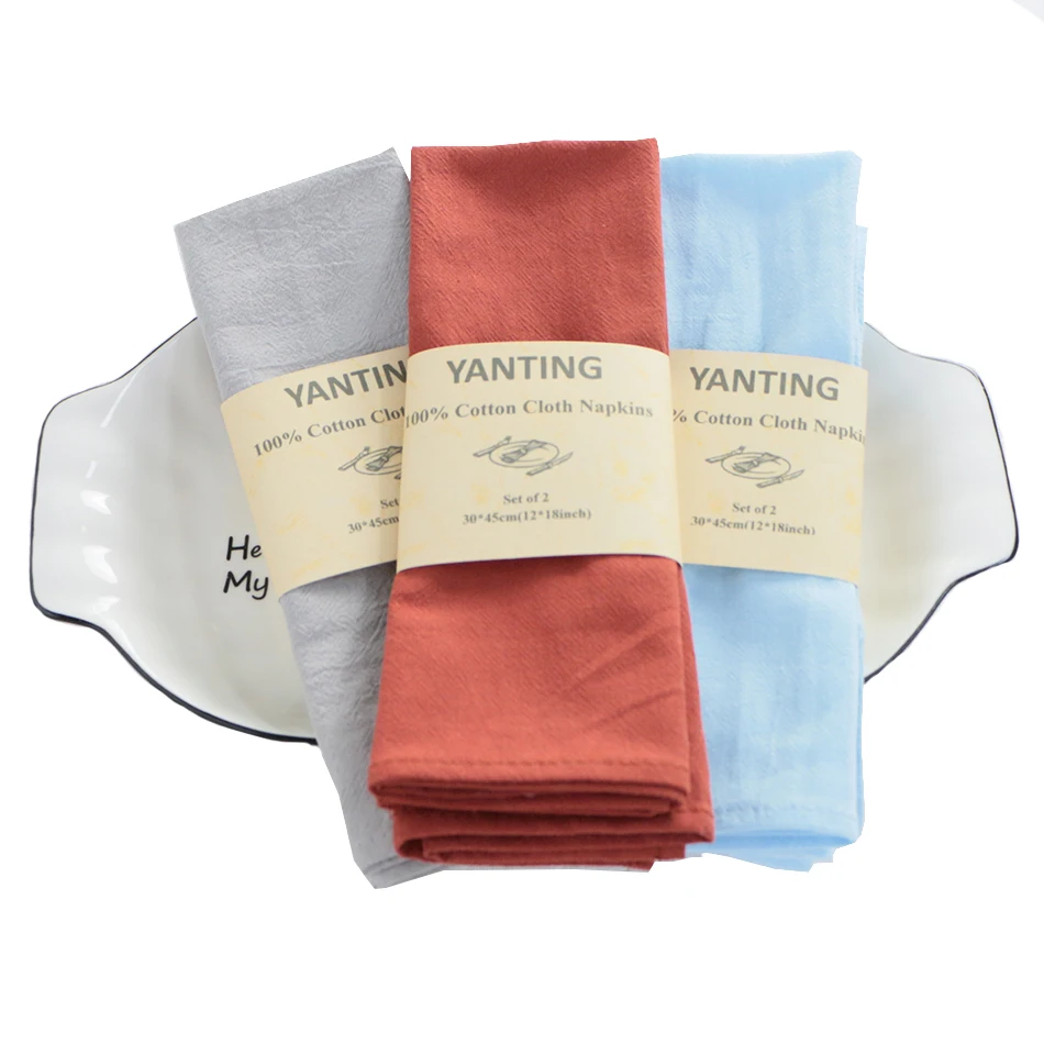 Cotton Napkins Set of 2 100% Cotton Fabric Dinner Table Cloth Napkins Soft Comfortable Reusable Family Kitchen Rustic Weddings Party Decoration
