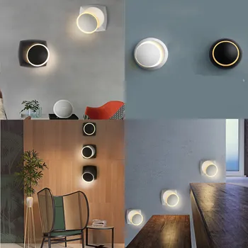 

LED Wall Lamp 360Degree Rotation Simple Corridor Bedroom Aisle Round Night Light Simple corridor bedroom night light A1