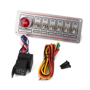 

DC12V 40A Universal Switch Panel Engine Start Button Ignition Switch+6 Toggle Quick Off Switch For Racing Car