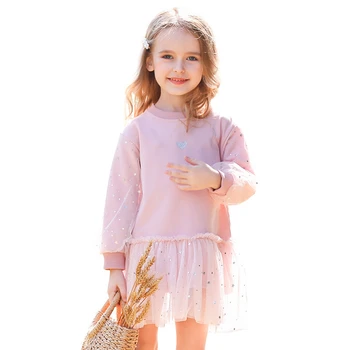 

Baby girls Cute Heart love skirt dress Child baby Long Sleeve Party Lace Star Mesh Lantern Sleeve princess Clothes