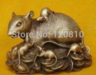 

Chinese Bronze Statue Figurine Rat Mouse 4.8"Wide