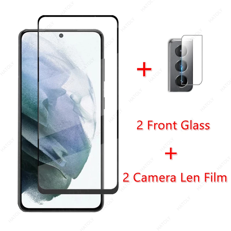 

2PCS For Samsung Galaxy S21 FE Glass for Samsung Galaxy S21 FE Plus Tempered Glass Film Screen Protector HD Camera Len Film