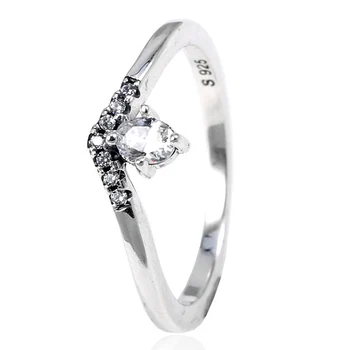 

Authentic 925 Sterling Silver Ring Classic Wish Rings With Crystal For Women Wedding Party Gift Fine Jewelry