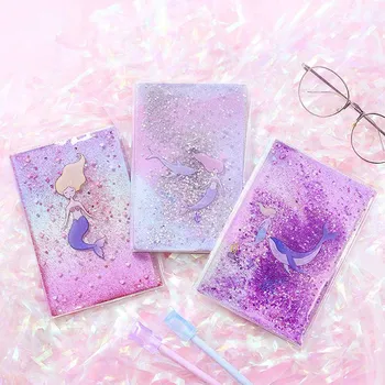

1Pc New Quicksand Mermaid Notebook Sparkling Twinkling Beauty Notebook Pink Purple Blue Silver Gift For Girl Students Stationery