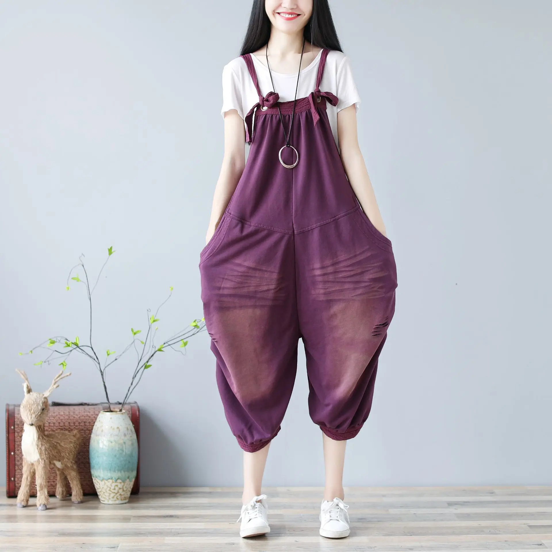 Stray Remember Summer Sling Can Adjust Wash Pants Holes Woman Will Code Personality Salopettes Split Joint