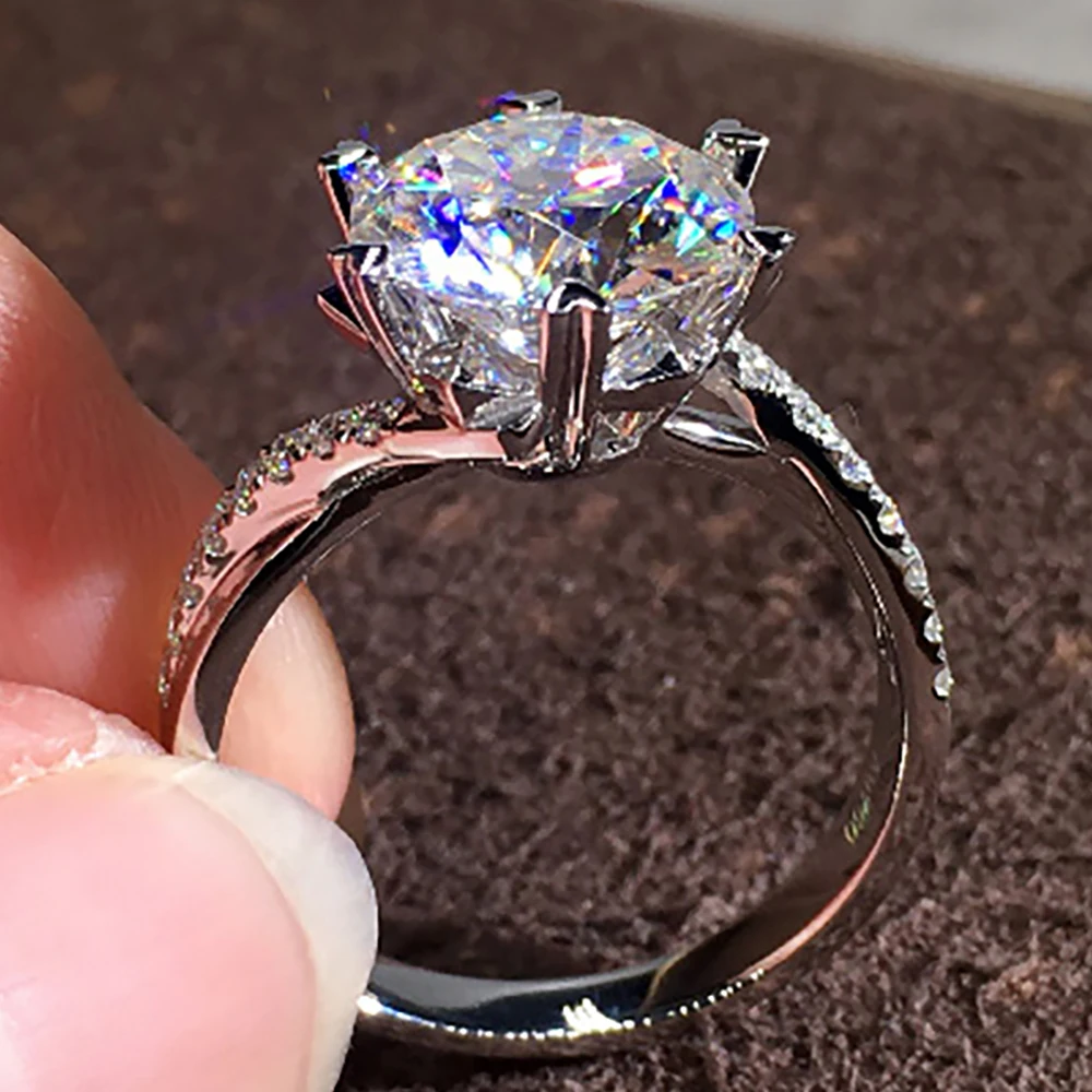 

10K Au417 White Gold Women Wedding Party Engagement Ring 1 2 3 4 5 Carat Round Heart Moissanite Diamond Ring Trendy Elegant