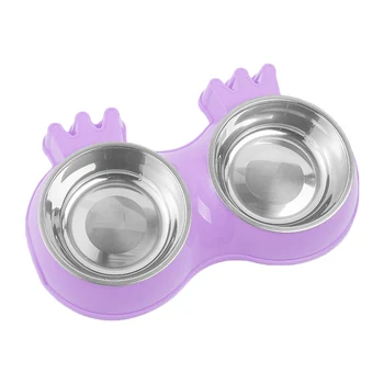 

Crown Bowl Non-Slip Candy Color Bowl Pet Feeder Stainless Steel Double Bowl DNJ998