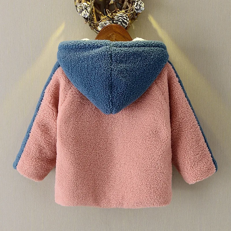 Толстые пальто для девочек зимние куртки из берберского флиса Верхняя одежда для девочек детское пальто на молнии с капюшоном, куртки для девочек, детская зимняя одежда