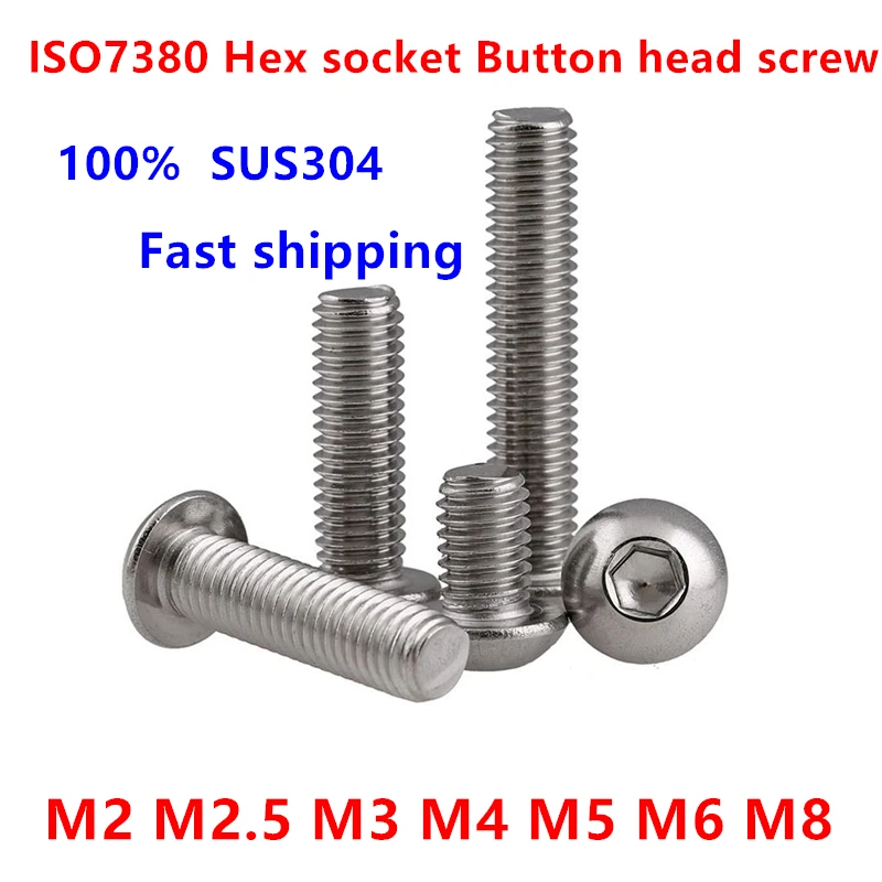 Шестигранная головка для ключей iso7380 винты из нержавеющей стали 304 M2 M2.5 M3 M4 M5 M6 M8