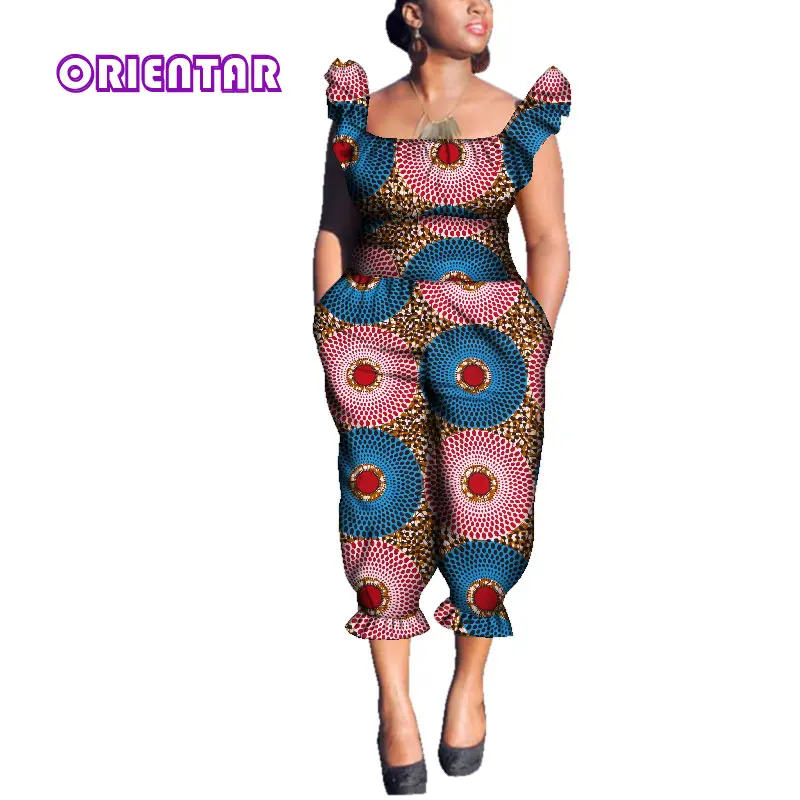 Модный Африканский комбинезон для женщин Bazin Riche, Африканский Печатный хлопковый комбинезон без рукавов, одежда в африканском стиле, комбинезон WY4067 - Цвет: 20